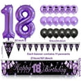 thumbnail image 2 of BIRLON 18th Birthday Decorations, Girl Birthday Party Supplies, Happy Birthday Poster and Pennants, Purple Balloon, Black Balloon, Happy Birthday Printed Balloon, for Lady 18th Birthday, 2 of 5