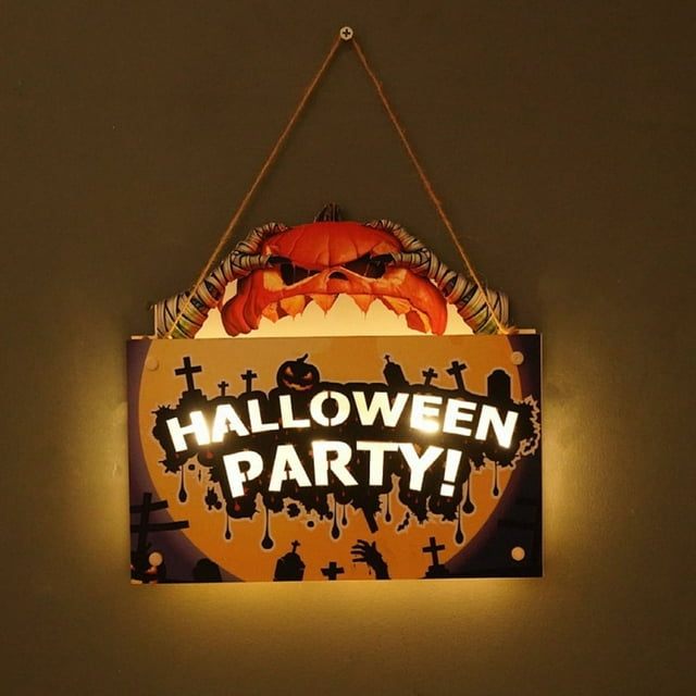 Halloween Luminous Doorplate Hanging Night Lantern Pumpkin Ghost Lantern