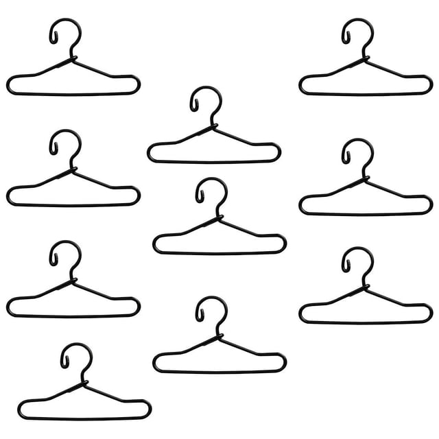 10 perchas de metal para ropa de muñecas de 1/3, 1/6, 1/8 y 1/12, abrigos, vestidos y pantalones. 150 mm negro