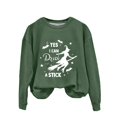 thumbnail image 4 of YVNAURA Women's Yes I Can Drive A Stick Funny Witch Sweatshirt Sarcastic Broomstick Joke Pullover Crewneck Long Sleeve Halloween Spooky Season Casual Fall Top 1 Pack, JN,L, 4 of 4