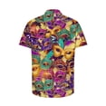 thumbnail image 3 of Ceisia Men's Mardi Gras Festive Print Short Sleeve Button-Up Shirt Collection | Ornate Mask Collage Button-Up Shirt Gifts, 3 of 8