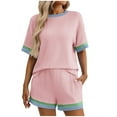 thumbnail image 2 of Heisall Women's 2 Piece Sets Round Neck Short Sleeve Tops and Elastic Waist Shorts Casual Lounge Sets Summer Outfits, 2 of 6