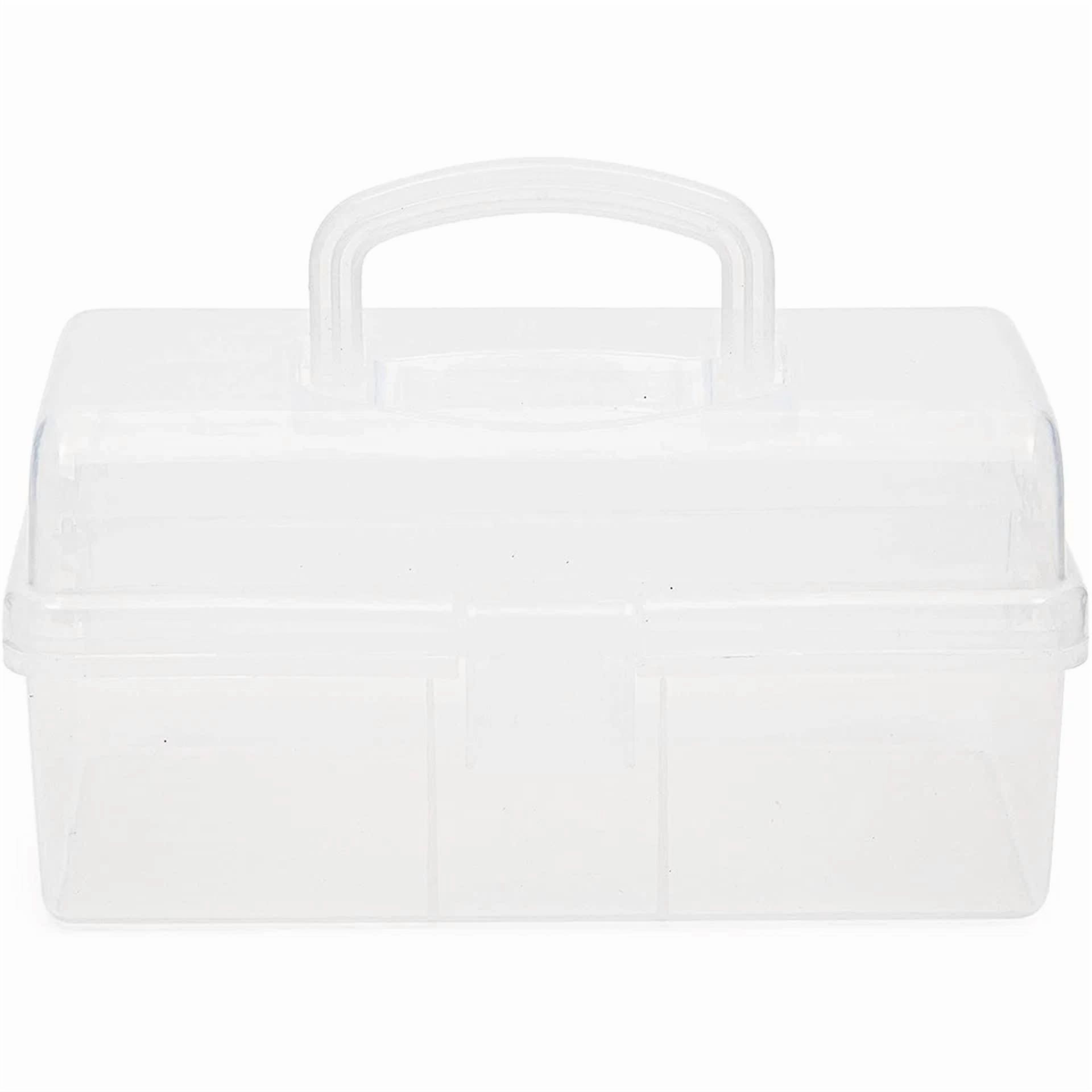 CRESTIN- Art & Craft Storage Box With Handle, Plastic Sewing Organizer With 2 Trays
