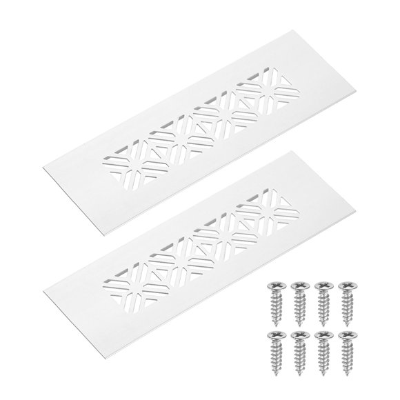 2Pack Aluminum Alloy Air Vents, 150 x 50mm / 5.9 x 2" Rectangle Louvered Ventilation Grille Cover with Mounting Screws for Door Cabinet Wardrobe, Silver
