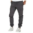 thumbnail image 2 of Grey Cargo Pants For Men Men's Four Seasons Leisure Tooling Multi-pocket Solid Color Pants Trousers, 2 of 7