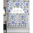 thumbnail image 3 of Purple Hydrangeas Kitchen Curtain and Valance Set 3 Pieces, Rod Pocket Short Tier Curtains 36 Inch Length, Botanical Garden Flowers Swag Topper Small Window Treatment for Cafe Bathroom Bedroom, 3 of 6