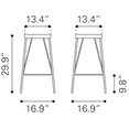 thumbnail image 6 of Zuo Modern Samuel Bar Stool, Black and Gray, 6 of 8