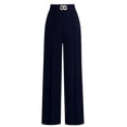 thumbnail image 2 of Wide Leg Pants Women Straight Elastic High Waisted Work Slacks Business Casual Pleated Dress Pants Trousers Dark Blue XL, 2 of 4
