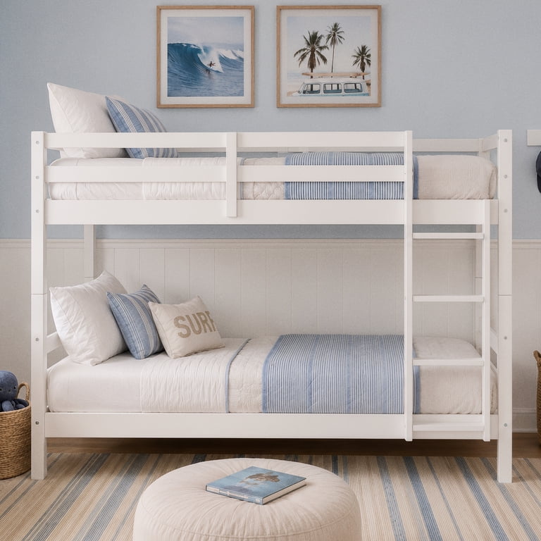 HH2Home Essentials Campbell Wood Twin over Twin Bunk Bed, White