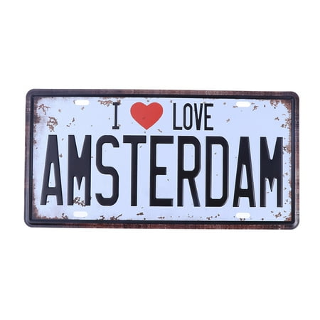 

NUOLUX Simple Truth Vintage Decorative Signs Tin Metal Iron Car Sign Painting for Wall Home Bar Coffee Shop (I LOVE AMSTERDAM)