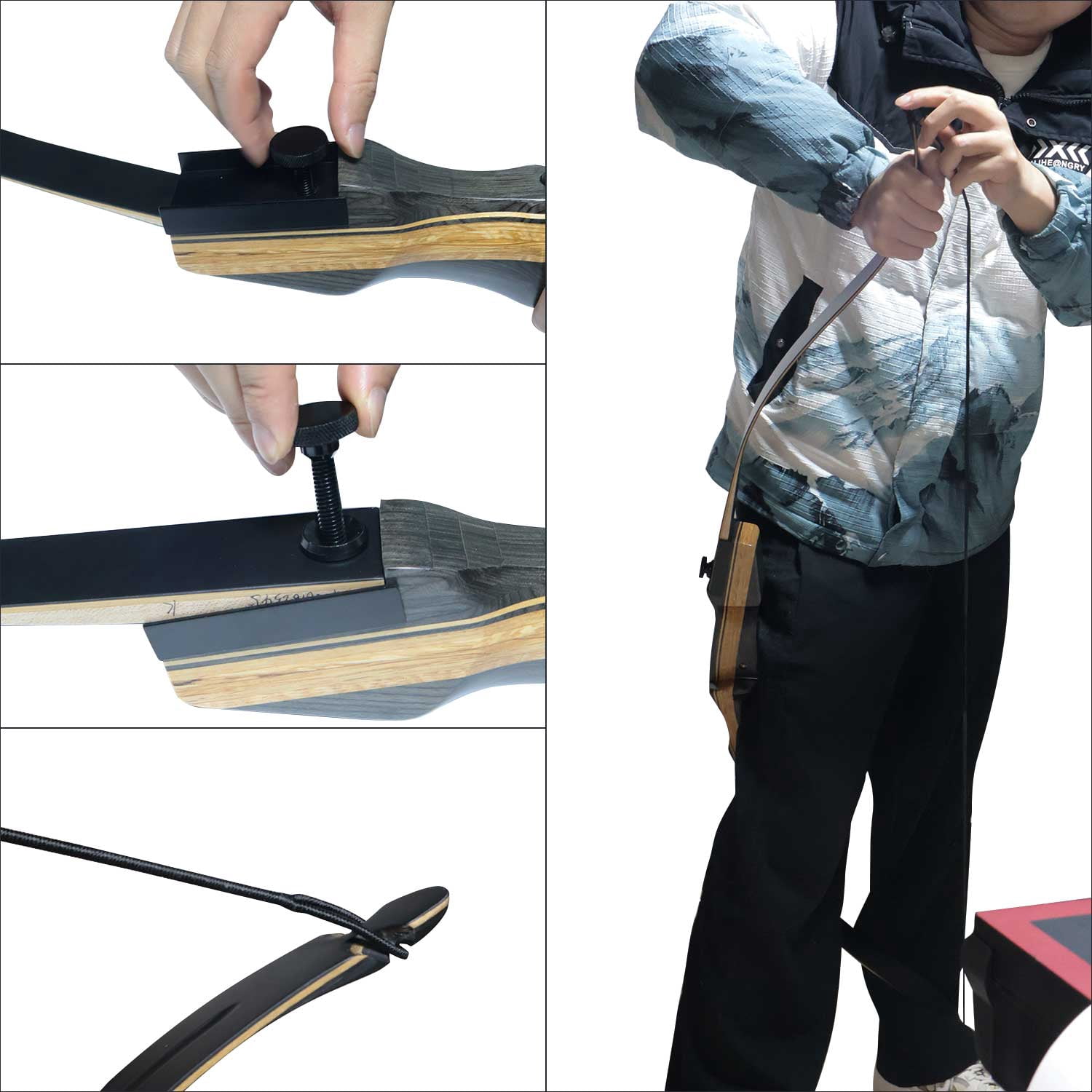 Clianle 62" Recurve Bow Set for Beginners, Teenagers, and Adults, Wooden Takedown Recurve Bow Package for Outdoor Hunting, Shooting Practice, or Competitive Shooting,30 Lbs