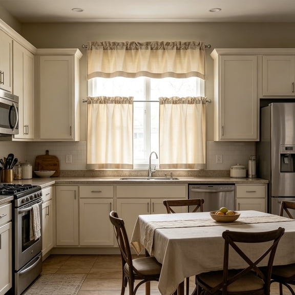 Eolstice Kitchen Curtains, Small Coffee Curtain Set, Solid Color, Filtering Thermal Insulated, Basement Window Treatment, 3 Piece Set, Privacy Curtain