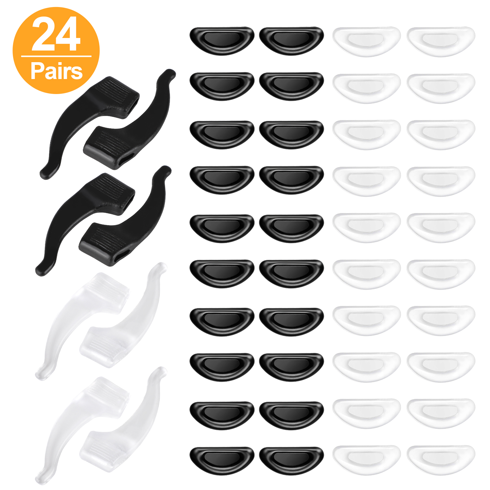 EEEkit 20 Pairs Eyeglass Nose Pads and 4 Pairs Eyeglass Retainer Sticky Pads Silicone Glasses
