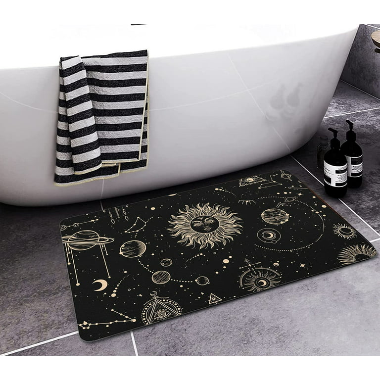 Boho Diatomaceous Earth Bath Mat Rug-Rubber Non Slip Quick Dry Super  Absorbent Thin Bathroom Rugs Fit Under Door Shower Rug for in Front of  Bathtub,Shower Room,Sink ( 17 L x 27 W