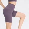 thumbnail image 5 of Summer Nylon,Spandex Short Compression Gym Spandex Yoga Shorts for Women Purple Activewear Women's Solid Color Double Elastic Tight Fitness Training XL, 5 of 8