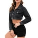 thumbnail image 3 of Chaqueta Vaquera Corta Informal de Larga con Solapa para Mujer Negro XS, 3 of 9