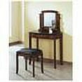 thumbnail image 2 of Monarch Solid Top Vanity in Walnut and Brown Faux Leather Stool Set, 2 of 2