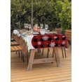 thumbnail image 2 of Outdoor Tablecloth with Umbrella Hole and Zipper, Red Plaid Christmas Rectangle Table Cloth 52x70 Inch Waterproof Tablecloth, Snowman Xmas Tree Snowflake Gifts Winter Picnic Table Cover for Patio, 2 of 7