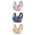 thumbnail image 3 of Gytharion Women's 3PC Plus Size Everyday Comfort Bras Wireless Push Up Bust Support Seamless Bras Solid Color Thin Lace Wide Straps Soft Padded Bras, 3 of 3