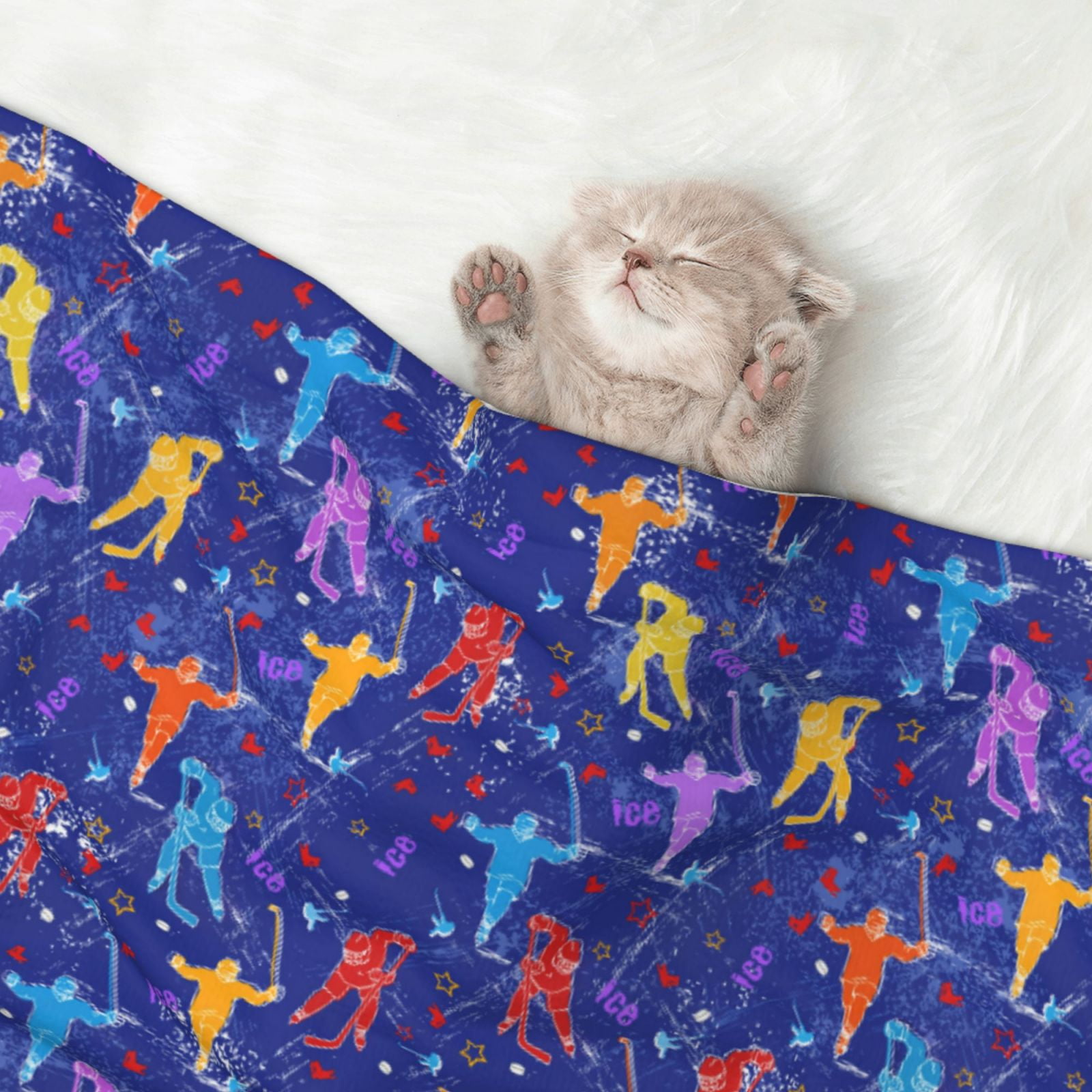 Naloa Ice Hockey Players With Puck Dog Blanket, 3 Sizes Cat Blanket for Indoor Cats Large Medium Small Dog Gifts-Small
