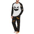 thumbnail image 5 of Men's Halloween Pajama Set Long Sleeve Raglan Soft Cotton Loungewear with Print Top & Full Length Pants for Home Night Navy 2XL, 5 of 6