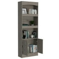thumbnail image 6 of Depot E-Shop Dozza Bookcase with 3 Shelves, Double Door Cabinet, and Metal Handles, Light Gray, 6 of 7