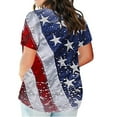 thumbnail image 3 of Virmaxy Womens 4th of July Shirts Independence Day Plus Size V-Neck Short Sleeve T-Shirt Casual Printed Top Short Sleeve V-Neck Top/Shirt Blue-3 Xxl, 3 of 5