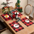 thumbnail image 6 of YOHAVEN Christmas Plaid Placemats Cotton Linen Table Mats, Vintage Long Table Runner for Holiday Dining Wedding Party Centerpiece Kitchen Decor, 6 of 7