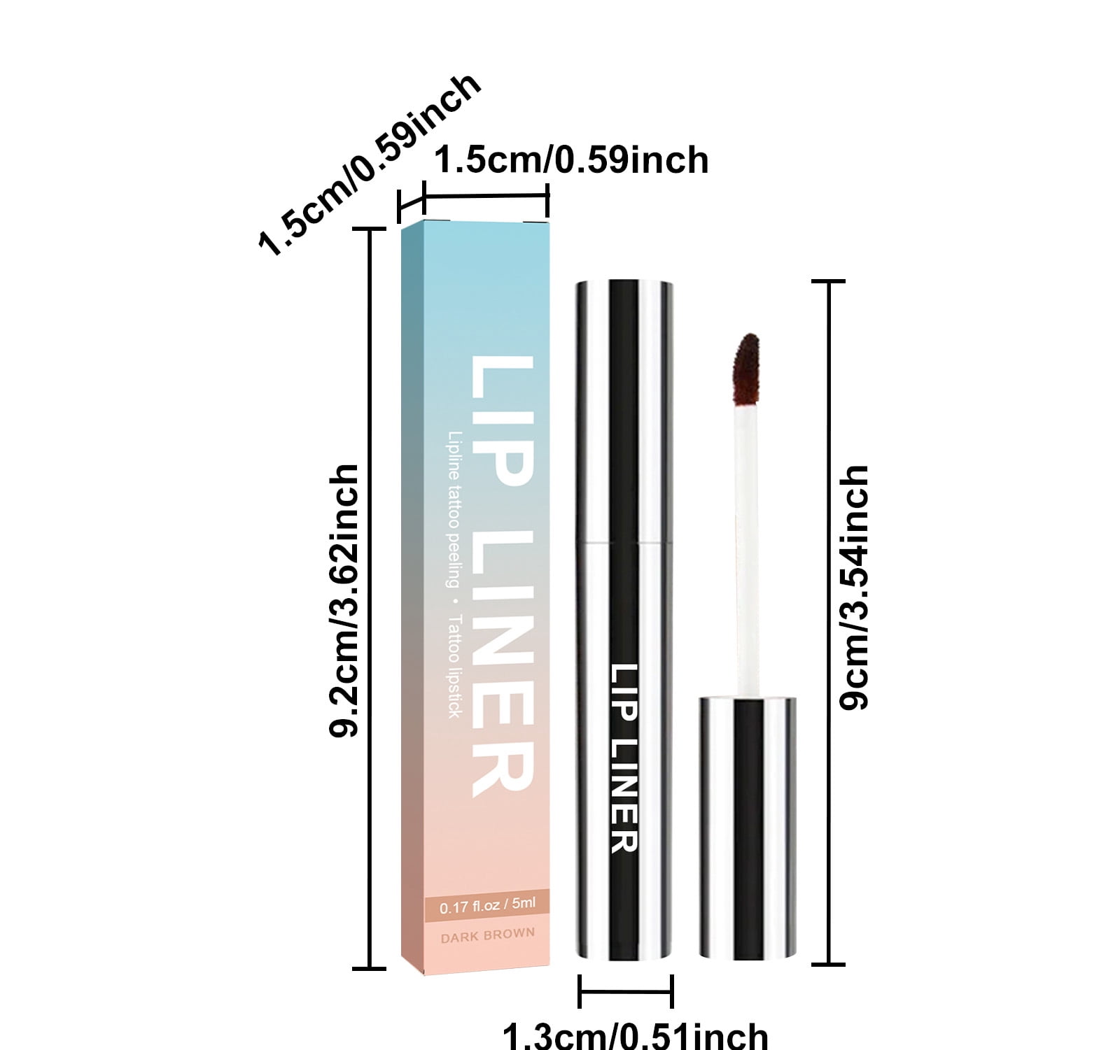 Alvantor Dark Brown Peel Off Lip Liner with Lip Brush 0.17 fl oz