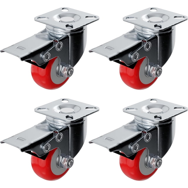 Placa giratoria Caster Wheels Online Best Service, paquete de 4 unidades, 5 cm con freno