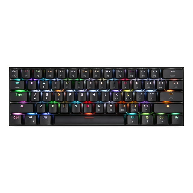 MOTOSPEED MOTOSPEED CK62 Compact 61-Key RGB Mechanical Keyboard with Bluetooth 3.0 & USB Wired Dual Mode, Rechargeable, Black/White, OUTEMU Red/Blue Switch Options