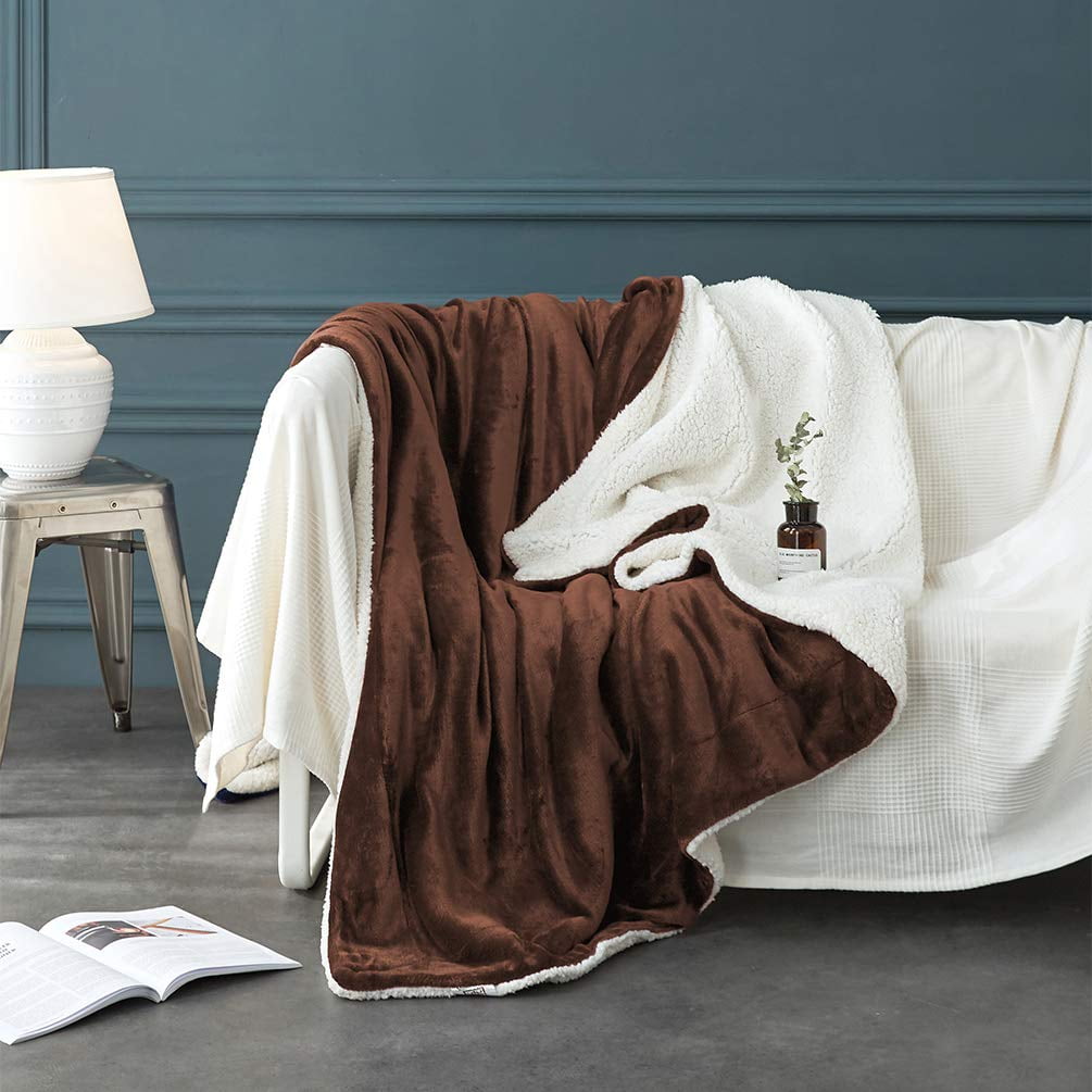 MOSHU Sherpa Bed Blankets Double Reversible Fluffy for Bed Warm Soft Twin Flannel Fleece Blankets
