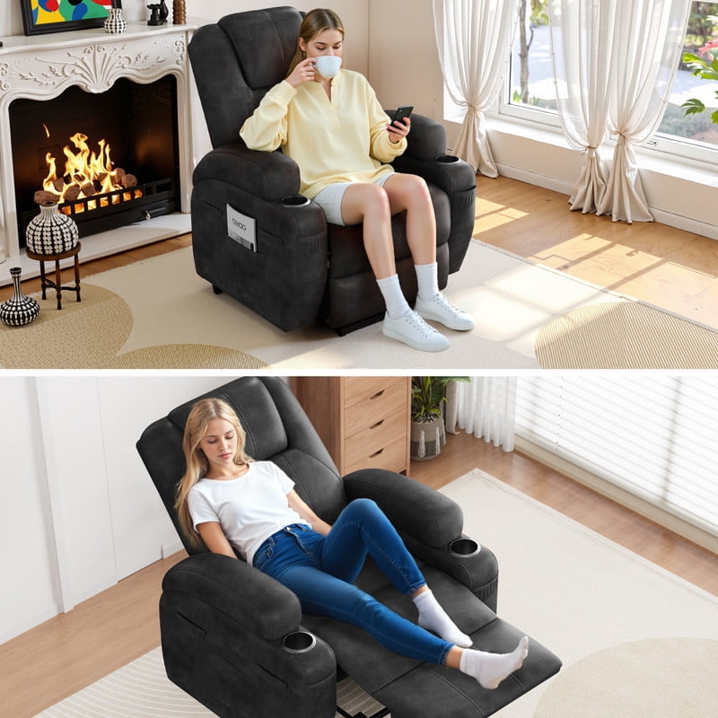 Vineego power lift recliner chairs massage Single sofa chair with cup holder for elderly,Black