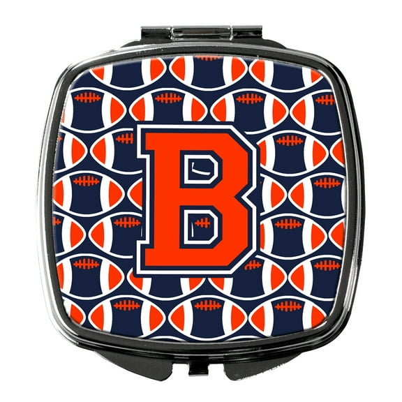 Letter B Football Orange Blue and white Compact Mirror CJ1066-BSCM