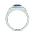 thumbnail image 4 of 1/20cttw Diamond Accent Men's Colored Stone Ring in 925 Sterling Silver, Men's Ribbed Shank Ring with Choice of 8mm Created Aquamarine, or Blue or White Sapphire, Silver Stone and Diamond Ring Men, 9, 4 of 7