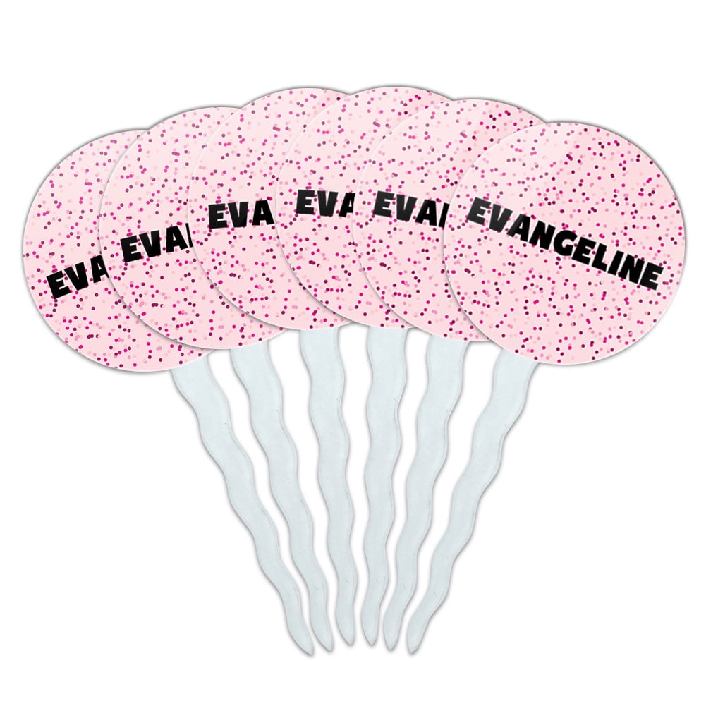 Evangeline Cupcake Picks Toppers - Set of 6 - Pink Speckles