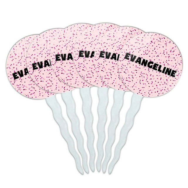 Evangeline Cupcake Picks Toppers - Set of 6 - Pink Speckles