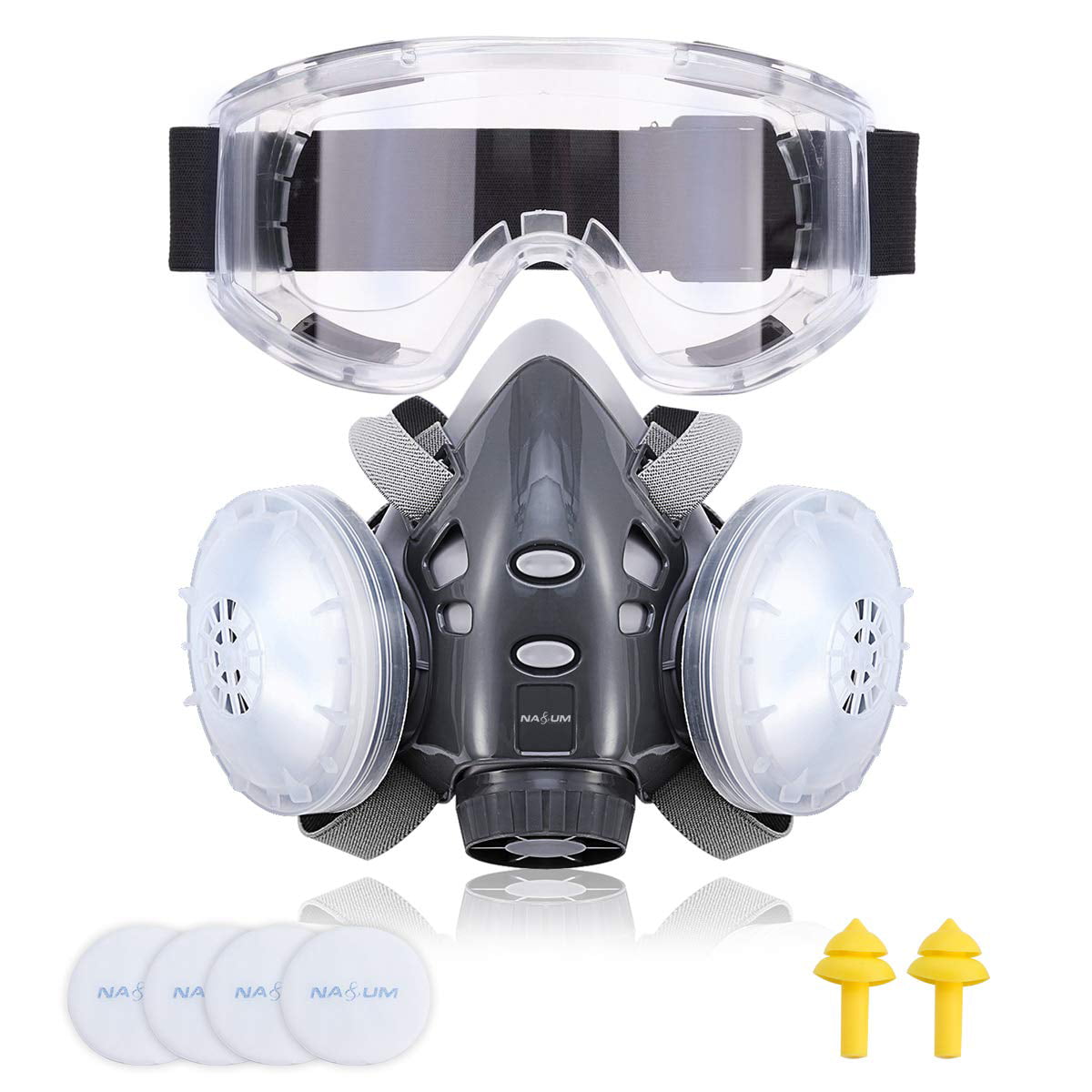 Reusable Half Face Cover, NASUM 308 Half Facepiece Respirator with Safety  Glasses for Polishing, Welding and Other Work Protection - Walmart.com