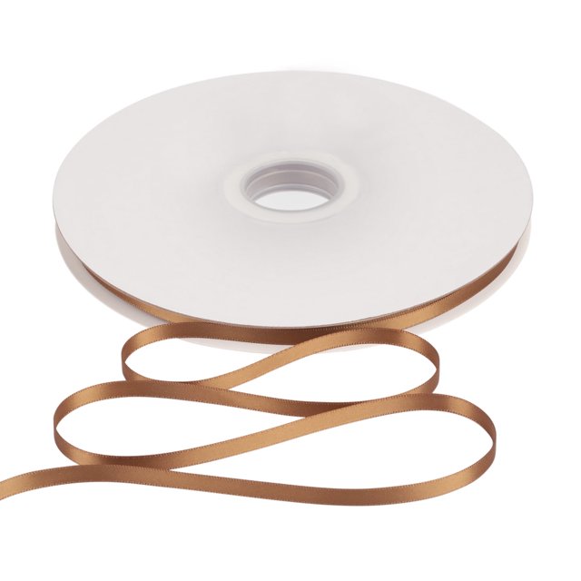 Joycrosso 1/4 Inch Golden Brown Solid Satin Ribbon, 100 Yards Double Faced Satin for Gift Wrapping Floral Bouquets Wedding Party Decoration