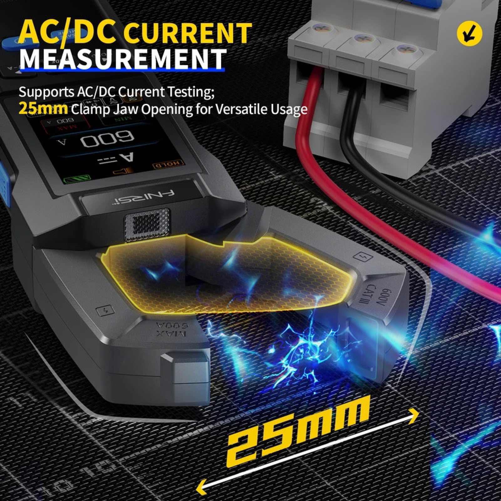 FNIRSI DMC-100 AC/DC Clamp Meter Digital Multimeter, 10000 Counts, True RMS, Power Calculation, NCV Detection, Waveform Display