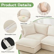 Slipcovered U Shape Sectional Sofa with French Edges & Big Pillows, Soft & Spacious for Living Room