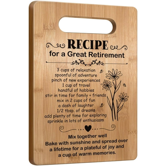 Special Retirement Gift for Women 2025, Handcrafted Bamboo Cutting Board, Farewell Present for Coworker Boss Colleague, Kitchen Decor with Heartwarming Quote, Brown
