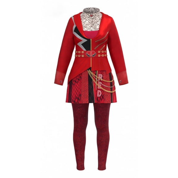 Red Halloween Costumes for Women Rise of Red Cosplay 3Pcs, Jacket, Skirt and Pants Outfit, Dress-Up Apparel for Anime Themed Party Events