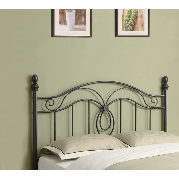 Full/Queen Scroll Metal Headboard Dark Grey