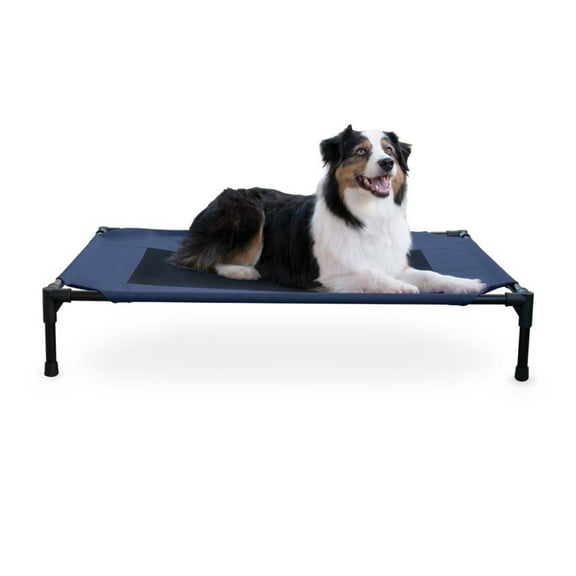 K&H Pet Products Original Pet Cot Elevated Dog Bed Blue/Black Mesh Large 42 X 30 X 7 Inches