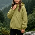 thumbnail image 4 of FAVIPT Waterproof Jacket for Girl Adjustable Drawstring Windproof Hooded Jackets Zip Up Outdoor Coat with Zipper Pockets Green,7-8 Years, 4 of 7