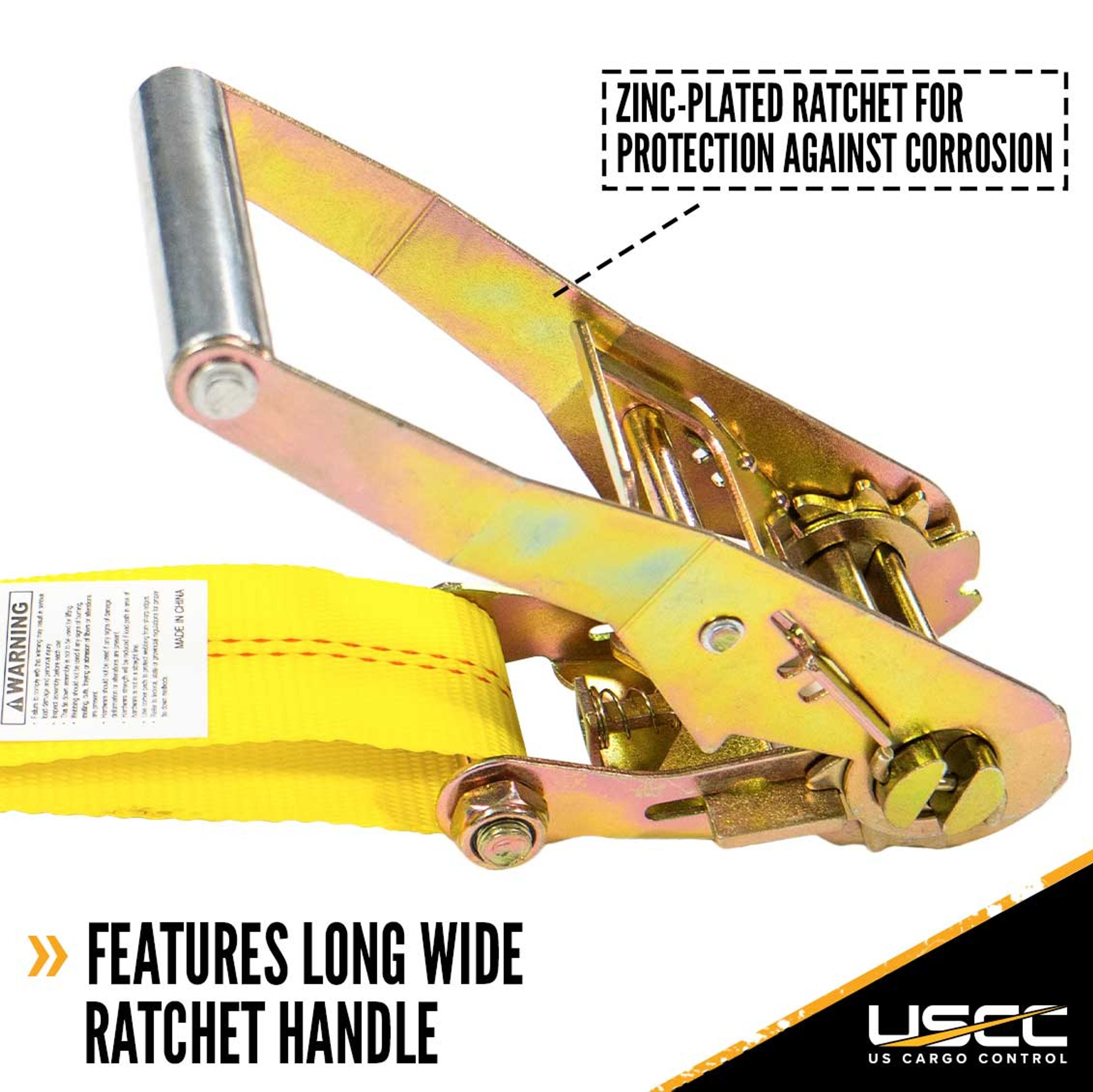 2" x 18' Yellow Ratchet Strap w/ Double J Hook 5018WH-Y