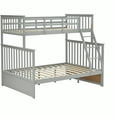 thumbnail image 3 of Newest Twin Over Full Bunk Bed , Wooden Bunk Bed with Ladder , Safety Guard Rails –Gray, 3 of 9