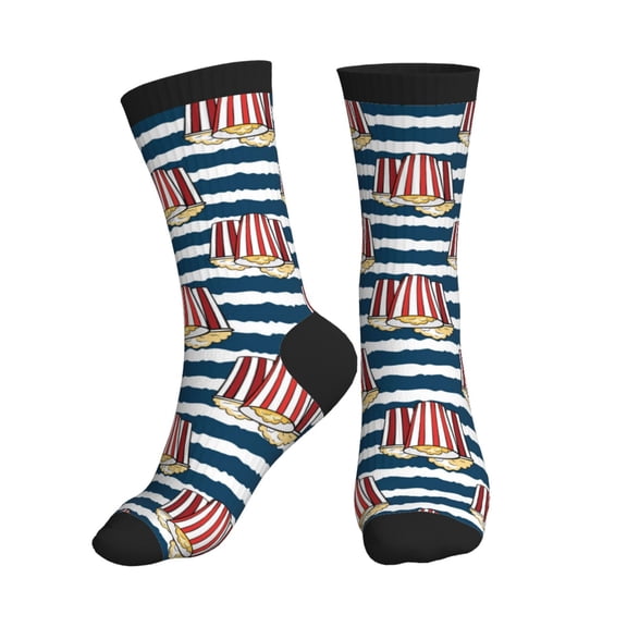 Crew Socks for Women Men Athletic - Cute Popcorn Stripe Soft Comfort Breathable Mid-Calf Sole Running Socks Womens Men