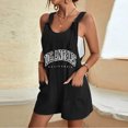 thumbnail image 2 of Mrat Women Linen Overalls Shorts Loose Printed Sleeveless Knot Strap Cotton Short Romper Jumpsuits with Pockets S-64 Black S, 2 of 5
